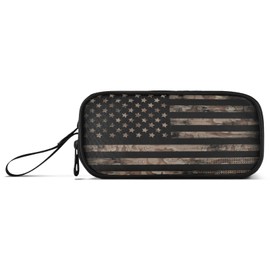 Gredecor American Flag Desert Camouflage Big Capacity Camo Pencil Case for Girls Boys Pouch Bag Pen Boxes with Zipper Supplies for Students School Office Large Storage