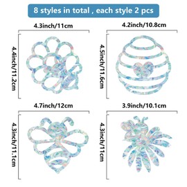 GORGECRAFT 16Pcs 8 Styles Bees Rainbow Window Stickers Honeycomb Window Clings Static Non Adhesive Collision Glass Stickers Vinyl Film Laser Stained Decals for Sliding Doors Prevent Birds Strikes