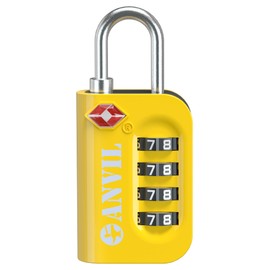 ANVIL TSA Approved Luggage Lock - 4 Digit Combination, 10,000 Combinations, Easy-Read Password Window, Travel Lock for Suitcases, Backpacks, Gym & Student Lockers, Baggage (Yellow 1 Pack)