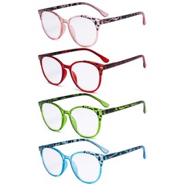 Eyekepper 4 Pack Ladies Reading Glasses - Oversize Round Stylish Readers for Women Reading +1.75