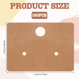 100 Pcs Earring Cards Kraft Paper Earrings Tags Earring Display Cards Hanging Earrings Card Earring Packaging Cards for Selling Earring Jewelry Ear Studs Display (Brown)