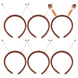 Beadthoven 5Pcs DIY Beadable Headbands Cute Fabric Wrapped Plastic Beaded Headbands Elastic Bead Headband for Women DIY Hair Accessories Party Birthday Christmas Decorations Coconut Brown