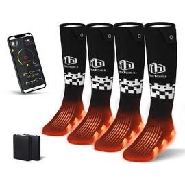 ThxToms Electric Heated Socks for Men Women, 5000mAh Rechargeable Battery Heating Socks with APP Control, 2023 Upgraded Warming Winter Socks for Outdoor Riding Hunting Hiking Skiing Gift, 2 Pairs L