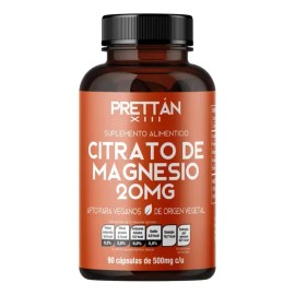 Citrato De Magnesio Prettan Suplemento En Capsulas 500mg Sin Sabor