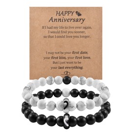 CheersLife 2 pieces bracelet men's matching half heart ring pair bracelets for men anniversary gift for him his and her lover bracelets birthday Valentine's Day gifts wedding, Stainless Steel, Bead