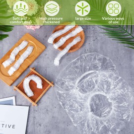 Retisee 2000 Pcs Disposable Shower Caps Bulk 18.2 Plastic Clear Hair Caps Elastic Large Thick Waterproof Bath Covers for Women Hair Care Cleaning Supplies Spa Hotel Salon Home Travel Accessories