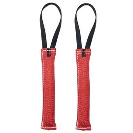 Redline K9 Dog Bite Tug Toy 1.5 inch X 10 inch 1 Handle French Linen Bundle of 2 - (Red) Dog Tug Toy