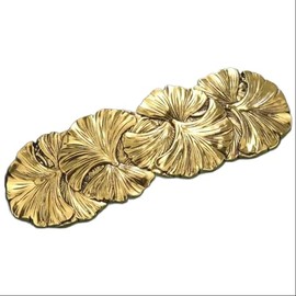 Vintage Gold Ginkgo Leaf Hair Barrette, Metallic Floral Design, Statement Hair Clip