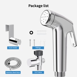 Shineforu Handheld Bidet Sprayer for Toilet-Adjustable Water Pressure with Bidet Hose, Stainless Steel Cloth Diaper Sprayer, Sprayer for Feminine Wash,Baby Wash & Muslim Shower (Chrome Silver)