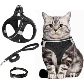 Arnés ajustable para gatos a prueba de fugas, arnés para gatos con correa, antiroturas, collares y correas para gatos, transpirable, reflectante,