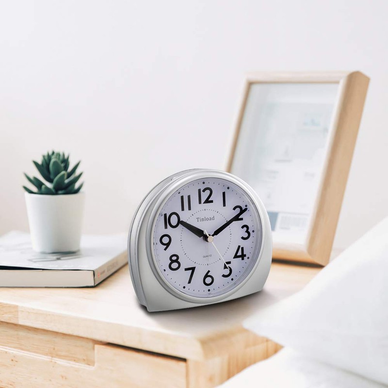 5.5" Silent Analog Alarm Clock Non Ticking, Gentle Wake, Beep
