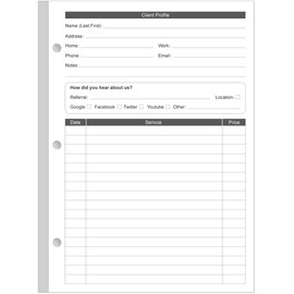 A5 Stylist Binder Insert Cards - 3-Hole Client Profile Cards for Hair Stylist, Salon, Spa, Hairdresser, 100 Sheets/200 Pages Business Data Client Card, 5.8''×8.3''