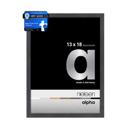 nielsen Alpha Photo Frame 5x7, 13x18cm Aluminium Picture Frame, Black Oak Photo Frame with Protective Float Glass and Push and Turn Clips - Black Oak