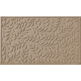 Waterhog Door Mat, 3' x 5' Made in USA, Durable and Decorative Floor Covering, Skid Resistant, Indoor/Outdoor, Water-Trapping, Brittney Leaf Design, Camel