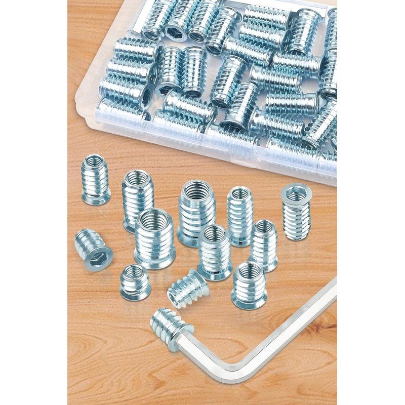 M6 X 20mm Threaded Insert Nuts 40Pcs, Caianwin Wood Insert