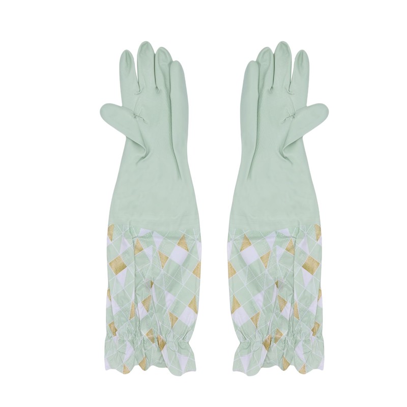 RARITYUS Printed Rubber Kitchen Dishwashing Gloves Non-Slip Reusable Household Cleaning
