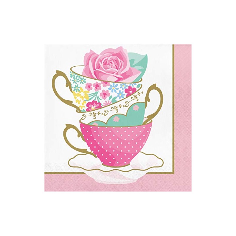 Creative Converting Floral Tea Party Teacup Napkins, 16 ct, Multicolor,