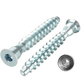 TERF® 7.0 X 50mm Confirmat Screw 7.0 X 50mm Hex Allen Key Flat Head Socket Confirmat Screws Use for Flat Pack Wood Chipboard Furniture and Multi Purpose use in Furniture Industry - Pack of 50