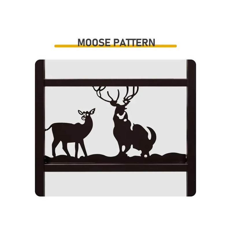 Brown Double Layer Firewood Holder with Animal Pattern and Tools