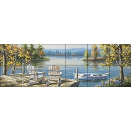 Ceramic Backsplash Tile Mural Woodland Landscape Woods Kitchen/Bathroom/Living Room - Adirondack I - Sung Kim