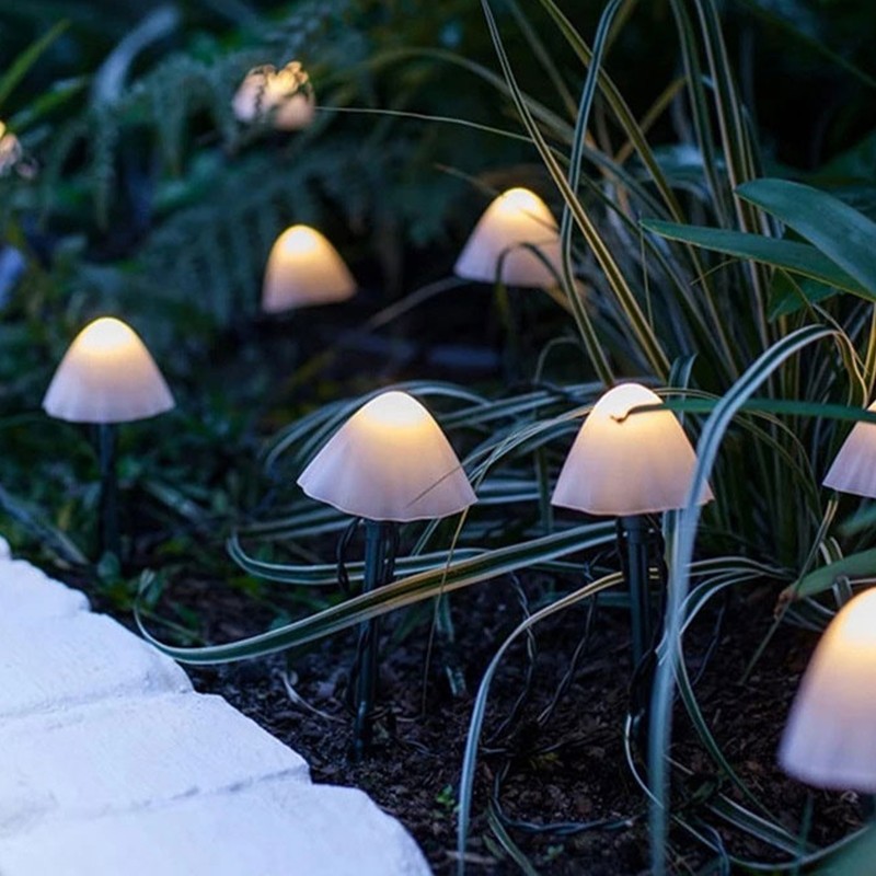 Mini Mushroom Solar Lights 8 Modes LED Waterproof String Pathway