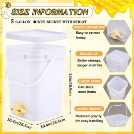 Threehoney 5 Gallon Honey Bucket with Spigot and Stainless Steel Filters Set Honey Extractor Equipment Food-grade Bucket with Spigot for Bee Keeping Supplies Extracting Storage Honey