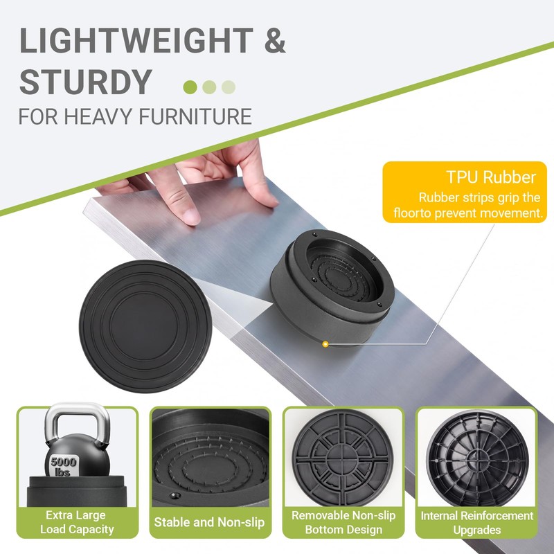 Hnndlra 1 Inch Heavy Duty Furniture Risers, Round Bed Risers,