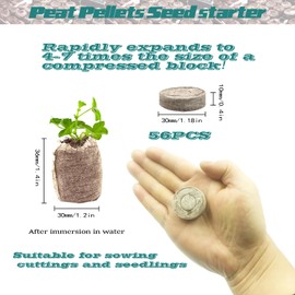 KYHSOM 30mm 56 Pcs Peat Pellets Seed Starter Soil,Compressed Seed Starting Soil for Seed Starting of Plants, Fruits, Vegetables, Flowers, Easy Planting and Transplanting for Efficiency