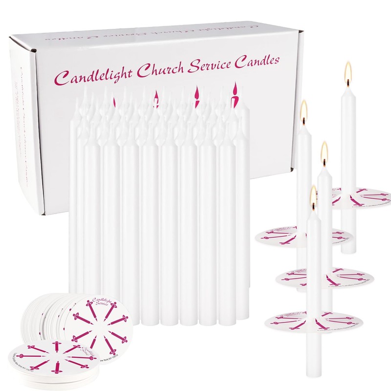 100 - Pack White Church Service Candles with 3 -