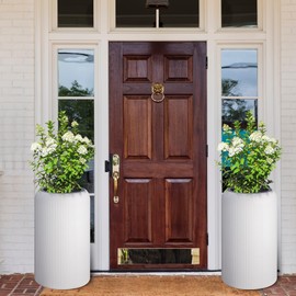 Hipicute 29 Inch Tall Self Watering Pots Set of 2 with Water Level Monitor, Tall Planters for Indoor and Outdoor Plants, Flower Pots for Living Room, Bedroom, Office, Patio, Porch, Garden, White