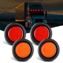 Nilight 2.5Inch Marker Light 4PCS Red Amber 13LED Marker Clearance Light Flush Mount With Plug Grommet Pigtail Hardwired DOT Compliant For 12V Truck Trailer Tractor Buses Vans Boat