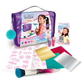 Bizak Shinetastic Tattoo & Go Temporary Glitter Tattoo Set for Girls and Boys Body Designs Including Toiletry Bag, Brush and Stickers, Non-Toxic for Party and Gift (35005063)