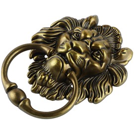 MOLIGOU Lion Head Door Knocker, 6 Inch Decorative Front Door Knocker, Antique Lion Door Ring Pull Handle (Antique Bronze)
