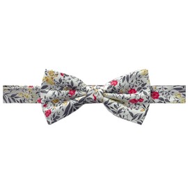Jacob Alexander Men's Tropic Bouquet Floral Pattern Pre-Tied Adjustable Banded Bow Tie - Gray Multi