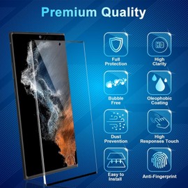 CWQZGUF Screen Protector Compatible with Galaxy S22 Ultra 5G, [2+2 Pack] Camera Lens Protector, Fingerprint Unlock Support, HD Tempered Glass, Touch Sensitive, Anti Scratch