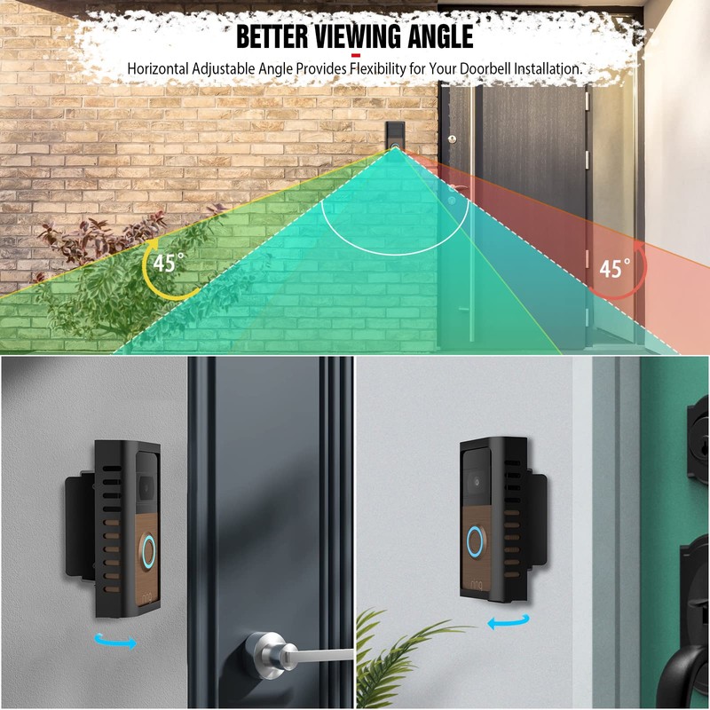 Anti-Theft Doorbell Mount with Adjustable Angle(45-135 Degrees),Upgraded Steel Metal Bracket