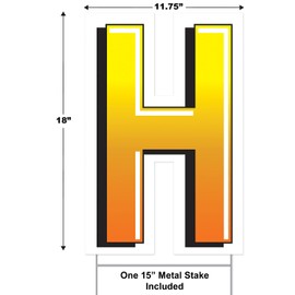 Letter H Yard Sign With Metal Stakes