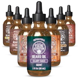 Acondicionador de aceite para barba, aroma natural de salvia con aceites orgánicos de argán y jojoba, promueve el crecimiento de la barba, suaviza y fortalece las barbas y bigotes para hombres (1 paquete)