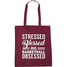 Hippowarehouse Stressed Blessed And Basketball Obsessed Tote Shopping Gym Beach Bag 42cm x38cm, 10 litres