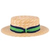 ZAKIRA Classic Straw Boater Hat Handmade from Natural Straw (Navy-Green-Navy