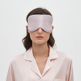 2 PACK Mulberry Silk Sleep Eye Mask, 100% Real Silk, Light Blocking, Adjustable Elastic Head Strap (Pink+Black)