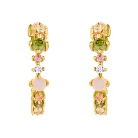 NOELANI 2036060 Women's Creole Earrings 925 Sterling Silver with Synthetic Zirconia 1.5 cm Gold Comes in Jewellery Gift Box, Sterling Silver, Cubic Zirconia