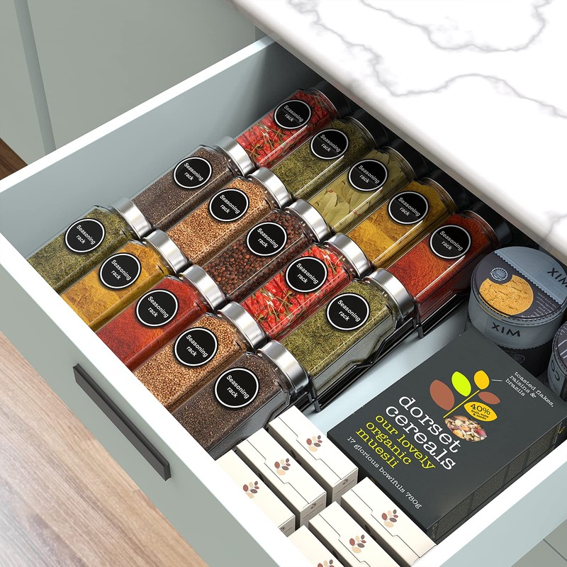 Bomclap Spice Rack 2PCS, Wood Material, 12.5x9.4 inches, Black, for