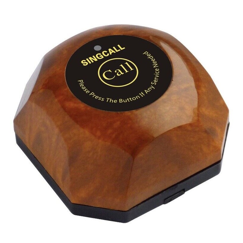 SINGCALL Wireless Calling System / Brown 10 Call Button