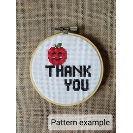 Counted Cross Stitch Apple Thank You Pattern