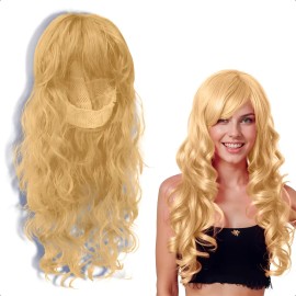 Peluca de Fantasía Rizos de Tamaño Largo para Eventos Bodas y Fiestas Pelo/Cabello Artificial Chino Estilo Hondulado de Color Rubia Tipo Fantasía GRUP