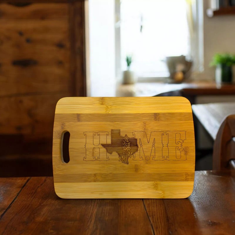 HipFlaskPlus Texas Home with Bluebonnets - Cutting Board 14''x9.5''x.5'