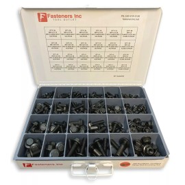 Fasteners Inc. 366 Piece Grade 10.9 Metric Flange Bolt & Flange Lock Nut Assortment Kit Black - White