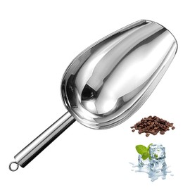 Metal Ice Scoop 10Oz, Small Stainless Steel Ice scooper for Ice Maker Ice Bucket Kitchen Freezer Bar Party Wedding, Multipurpose for Popcorn Scoop,Flour Scoop,Dog Food Scoop (10 OZ, Silver)
