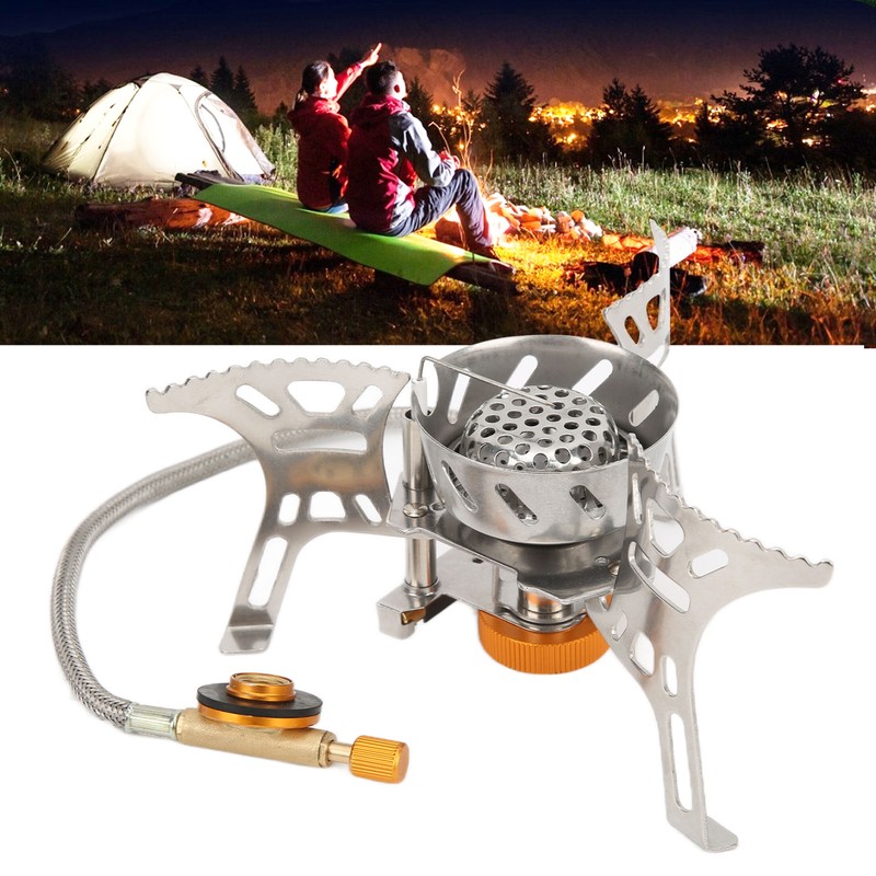 Backpacking Stove Windproof Nonslip Strong Durable Convenient Adjustable Camping Gas
